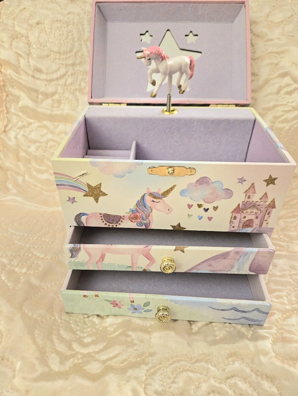 Jewelkeeper  Pink & Lavender Unicorn Jewelry Box
